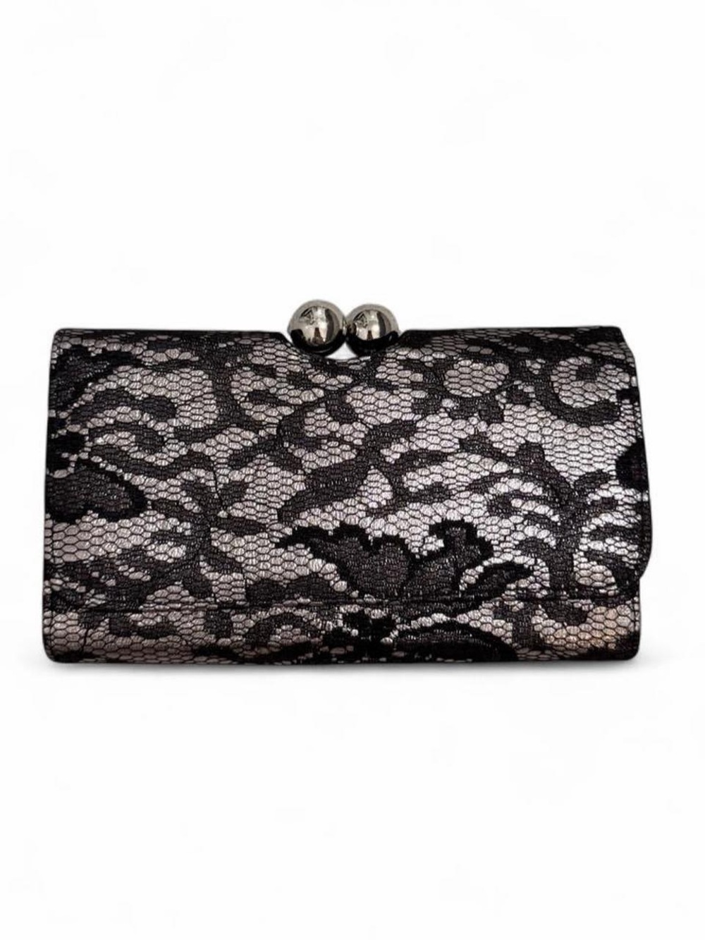 Metallic Lace Kiss Lock Wallet